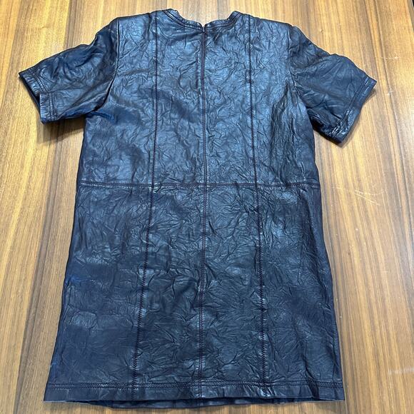 Zadig & Voltaire Chocolate Brown Crinkled Leather Ridley Dress, Large NWT - Picture 4 of 12